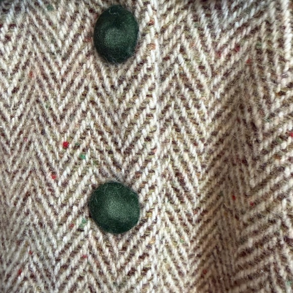 Vintage Brown Herringbone Wool Velvet Coat Tan/Brown Size 2/3 See Measurement - Picture 3 of 6